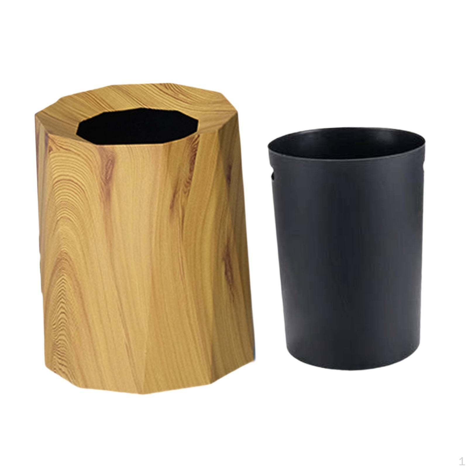 

Круглая мусорная корзина Бытовой декоративный многоразовый контейнер для мусора для прачечной Wood Color