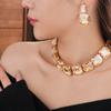 Rhinestone Square Earrings Necklace Exaggerated Temperament Accessories Sets