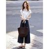 Women's Slimming Two-Piece Sleeveless Shirt & Cropped Wide-Leg Pants Set
