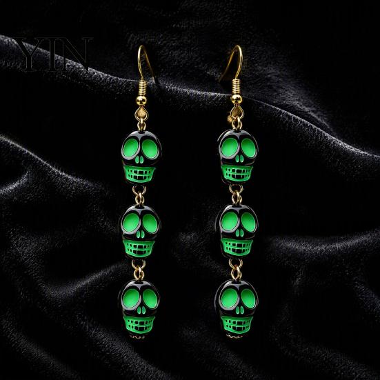 Funny Cartoon Jewelry 1 Pair Acrylic Halloween Earrings for Women, Triple Skulls Drop Dangle Gothic Skull Earrings, Gifts Holiday Cosplay Party