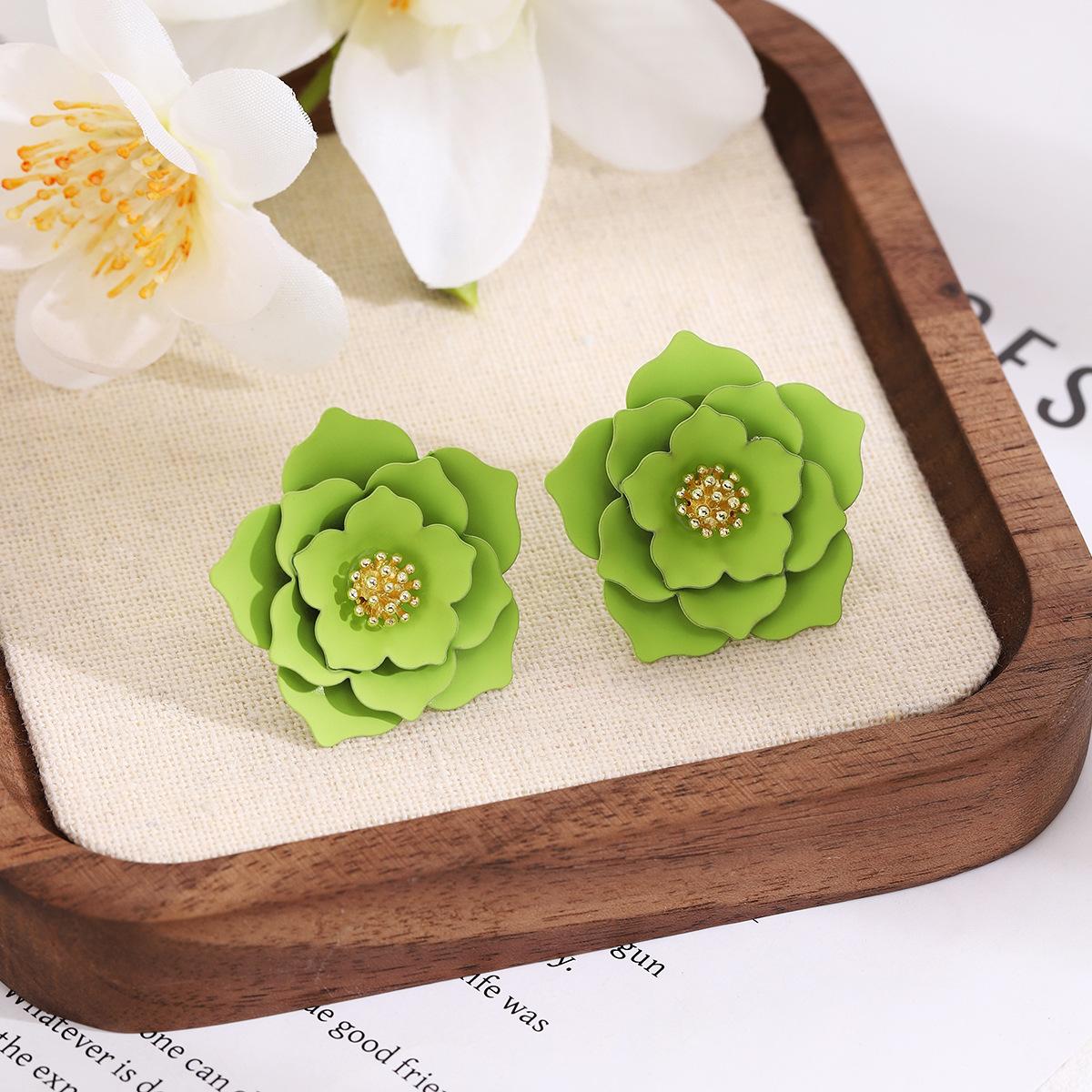 Весенние Серьги-Гвоздики с Цветами Персика Девичий Характер Серьги с Цветами, Покрытые Краской Премиальные Цветочные Серьги