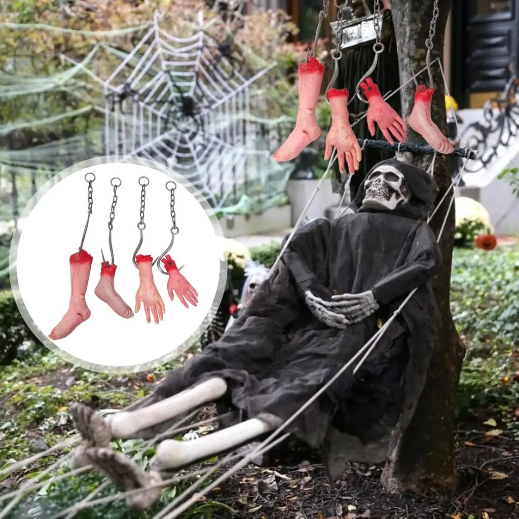 Halloween Horror Props Chain Hook Hand Hook Foot Hook Head Haunted House Secret Room Scene Yard Decoration Horror Decoration