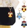 Keychain Pendant Cartoon Owl Charm Card Holder Faux Leather Access Card Case Decorative Keychain
