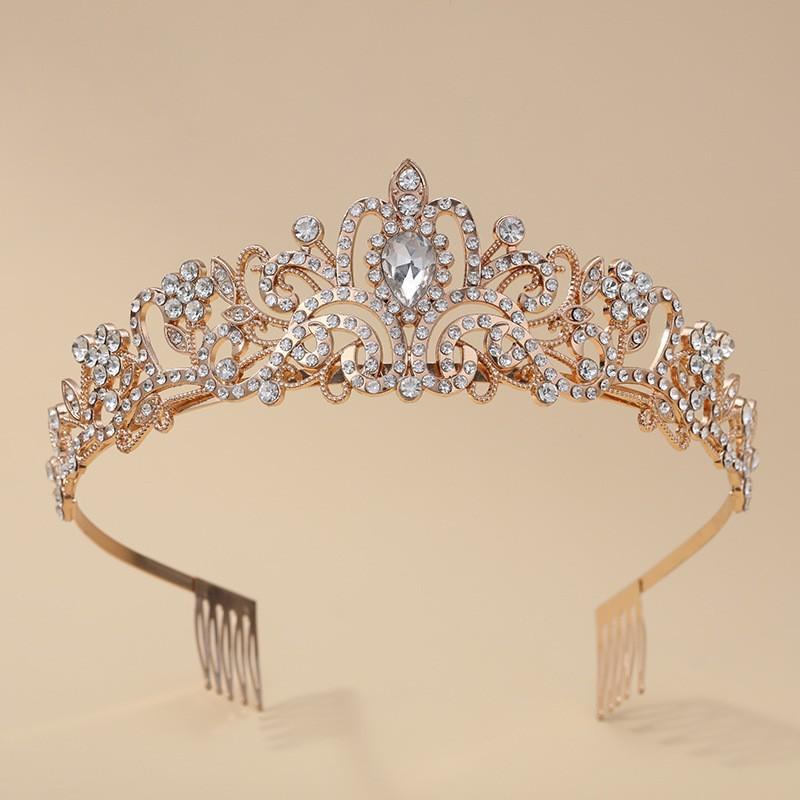 Bride's Crown Headwear Alloy Rhinestone Hair Band Wedding Crown Birthday Hair Accessory Style Headband Accessory