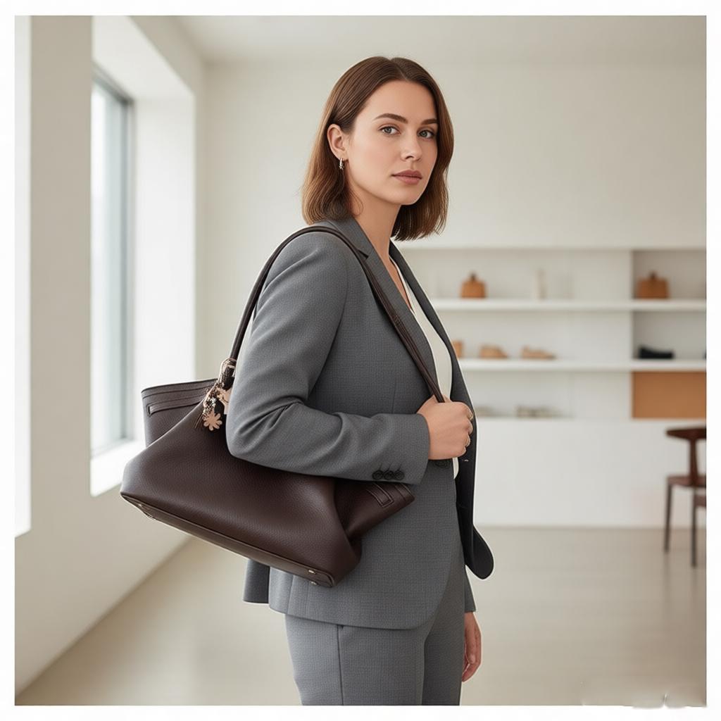 Luxury Lychee Pattern Underarm Shoulder Bags PU Leather Solid Color Women's Handbags Large Capacity Tote Bag Travel