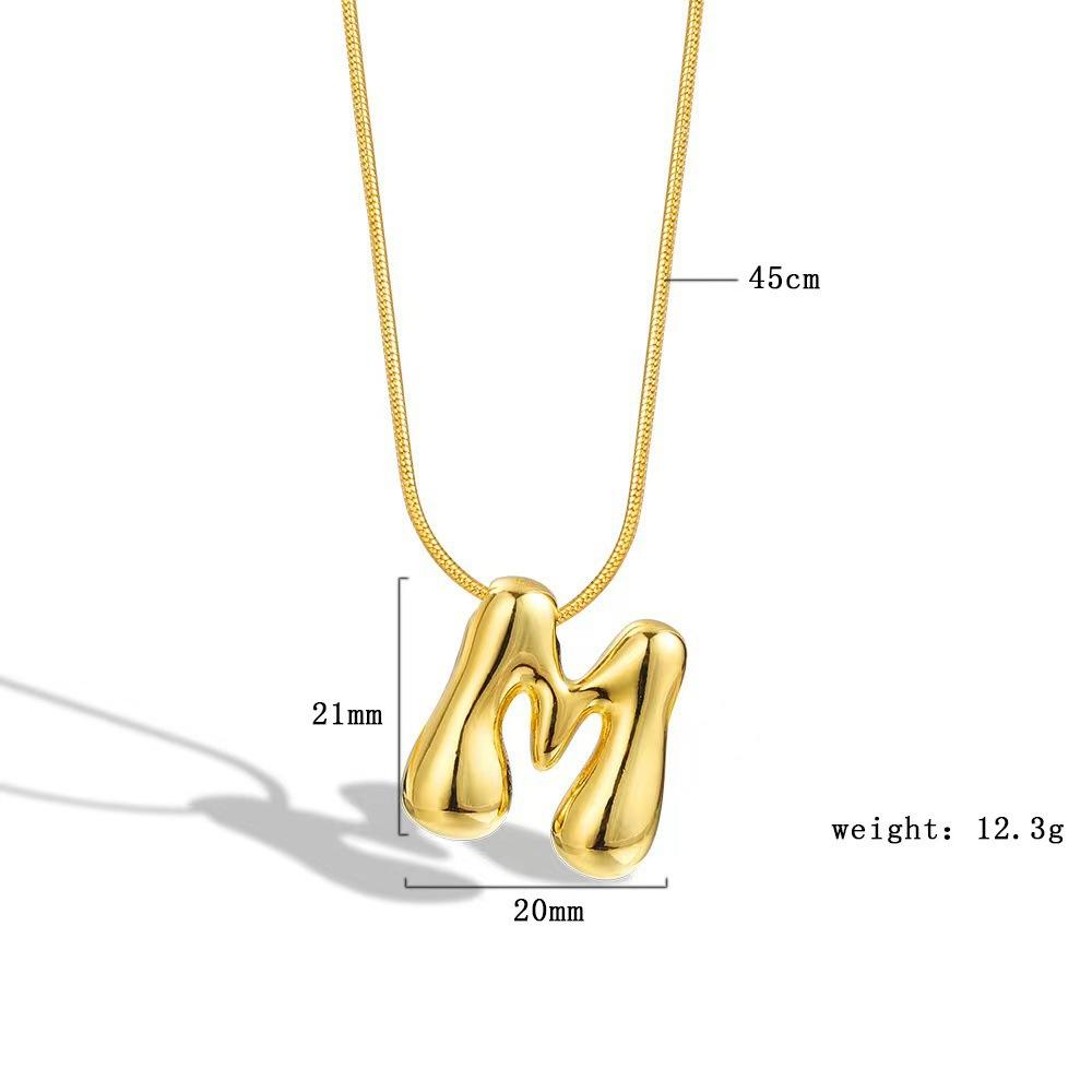 [9.30% off from 10 pieces] Balloon bubble chubby 26-letter necklace bare body simple pendant