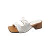 Square Head Bow with Skirt Thick Heel Cool Slippers Women's New Summer Wear Fashion One-word Drag