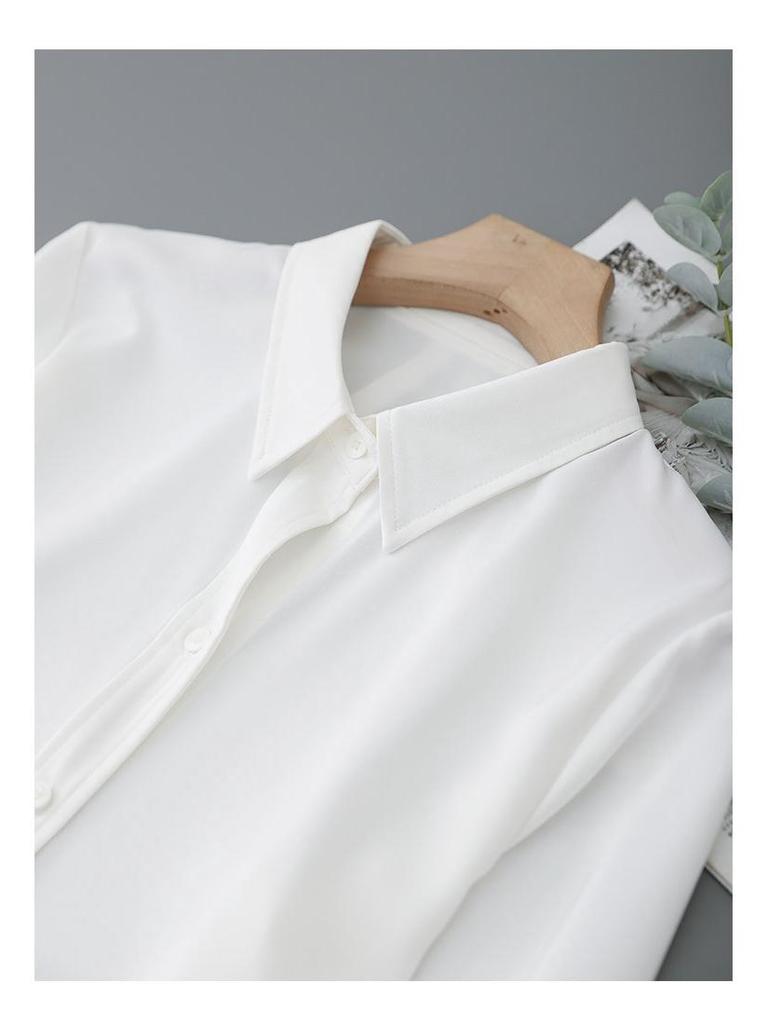 2026 Spring/Autumn Women's Chic Long-Sleeved OL Shirt - Elegant, Layered, Slim-Fit Design