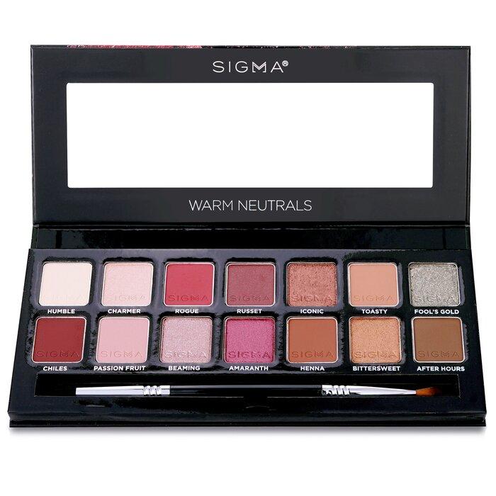 Palette d'ombres à paupières Warm Neutrals Sigma Beauty (14 ombres à paupières + 1 pinceau double embout) 19.04g/0.67oz
