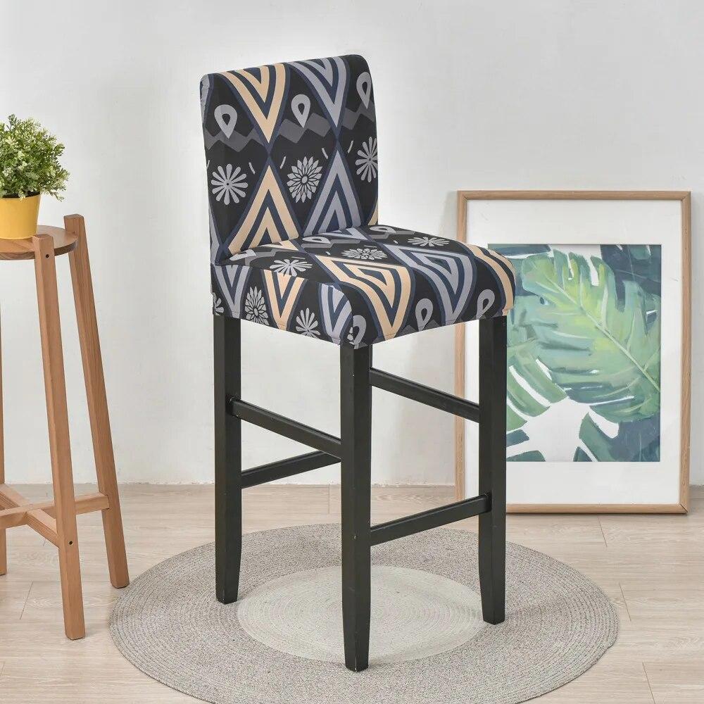 Elastic Bar Stool Chair Cover Home Dining Room Bar Seat Cover Geometric Style Restaurant Hotel Decor Washable Easy Cover