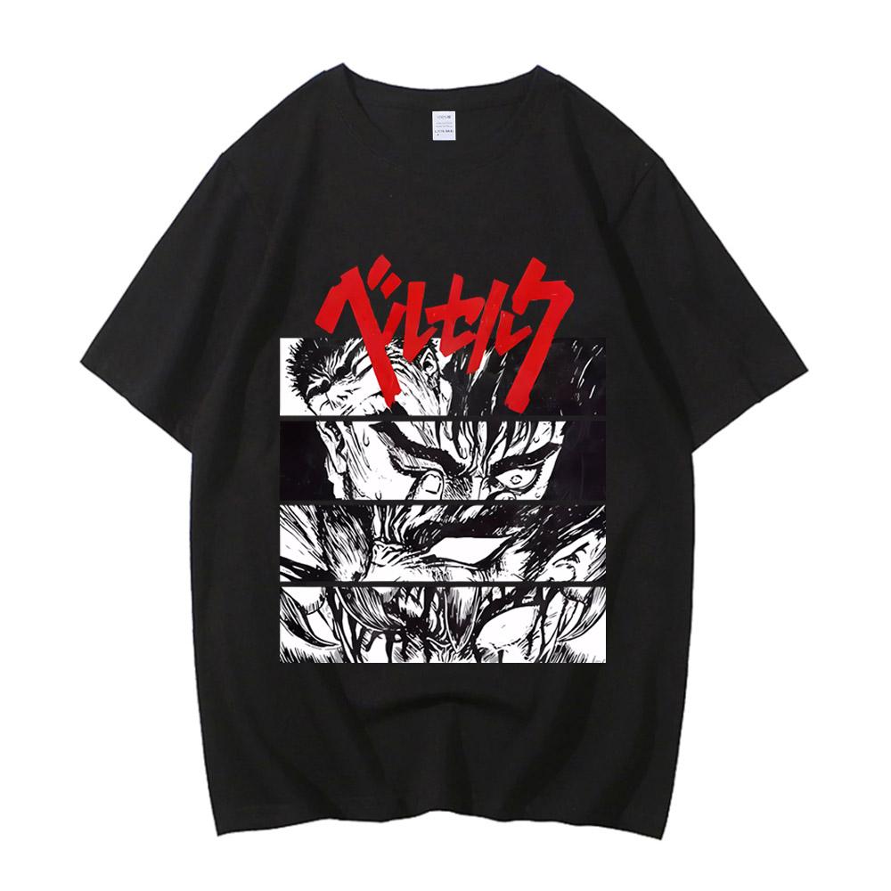 

Японское Аниме Берсерк Гатс Футболка Ретро Винтажные Графические Футболки Мужские Харадзюку Хлопок Повседневная Футболка с Коротким Рукавом Топы Унисекс 4XL