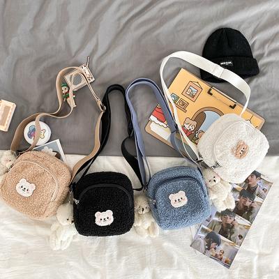 Cute Bear Ladies Crossbody Bags Women Plush Mobile Phone Bag Girls Small Female Shoulder Messenger Bags