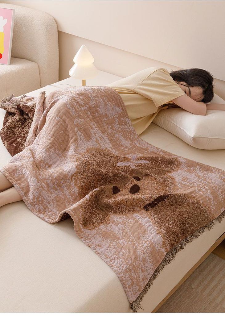 Cartoon Pure Cotton Bath Towel Breathable Skin-friendly Lightweight Summer Blanket 80x160cm Shawl Travel Blanket