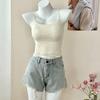 Women Lace Spaghetti Strap Camisole Top Generic Slim Fit Sleeveless Lace Cami Tank Top for Daily Wear, Milk White, Black, White Model LC‑0824
