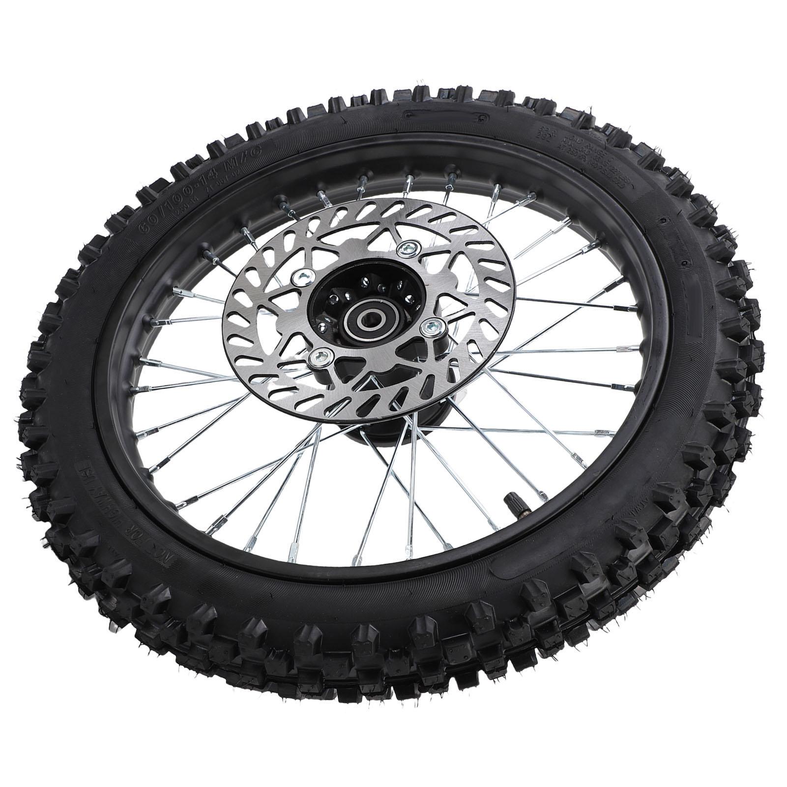 

14-дюймовое переднее колесо для питбайка в сборе 60 100 14 2.5 14 Шина Камера 12-мм обод Ось с тормозным ротором для 125 140 150