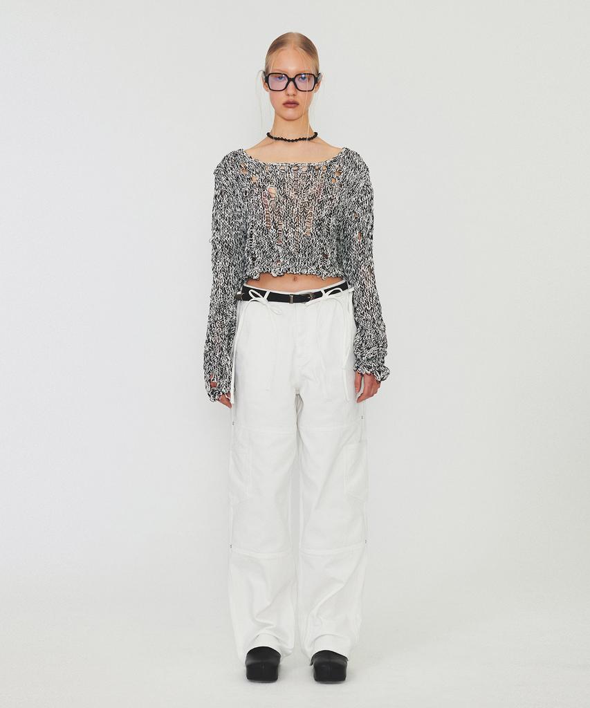 Daiaegeuneol Ribbon Strap Pocket Denim (White)