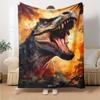 T‑Rex Dinosaur Burning Wild Jungle Art Print Flannel Blanket Soft Warm Throw Blanket for Sofa Bed Living Room
