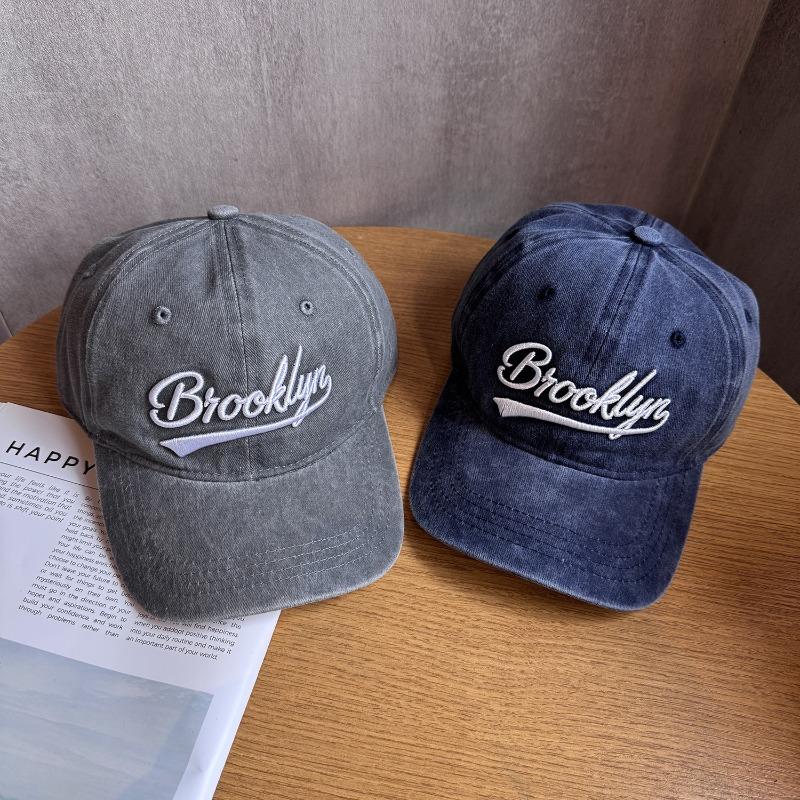 1pc Washed “Brooklyn” Embroidery Baseball Caps for Women,Breathable Korean Retro Style Unisex Trendy Summer Hats Sun Protection