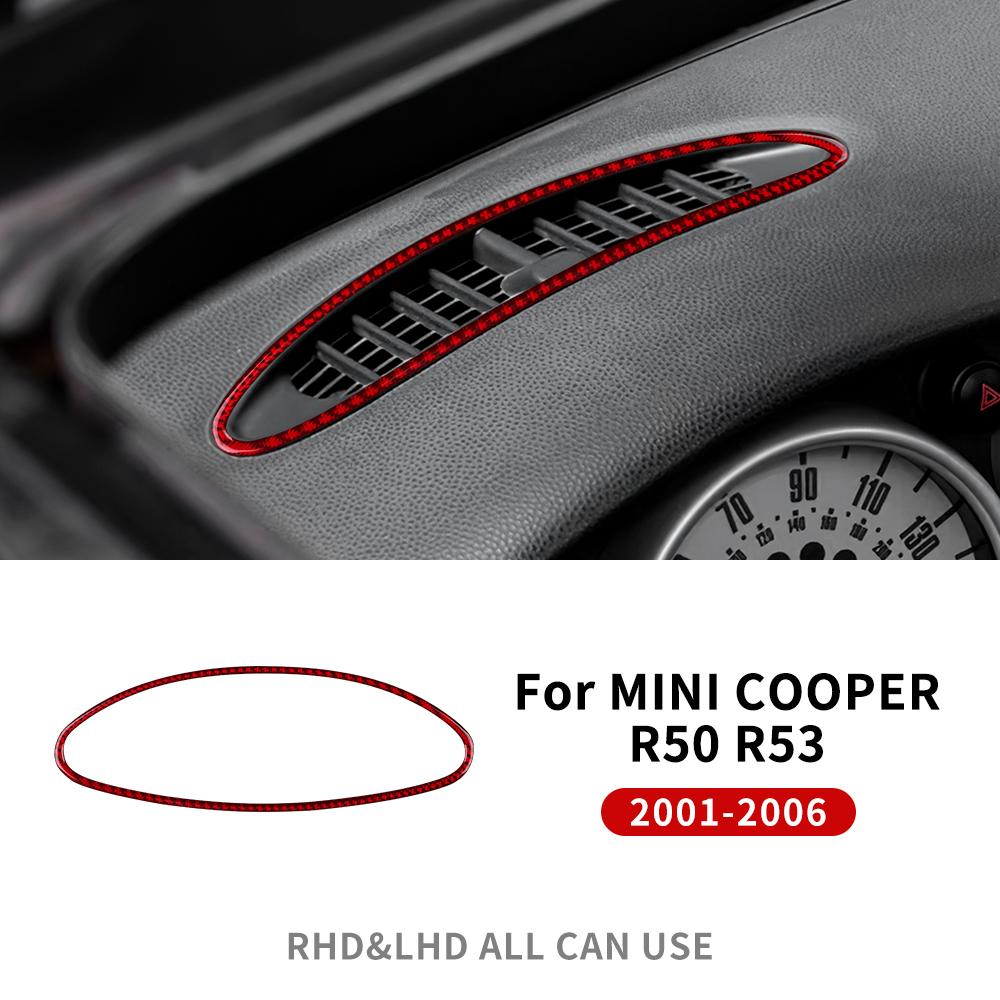 For Mini Cooper R50 R53 2001-2006 Dashboard Center Air Vent Outlet Frame Real 3D Soft Carbon Fiber Sticker Cover Interior Decor