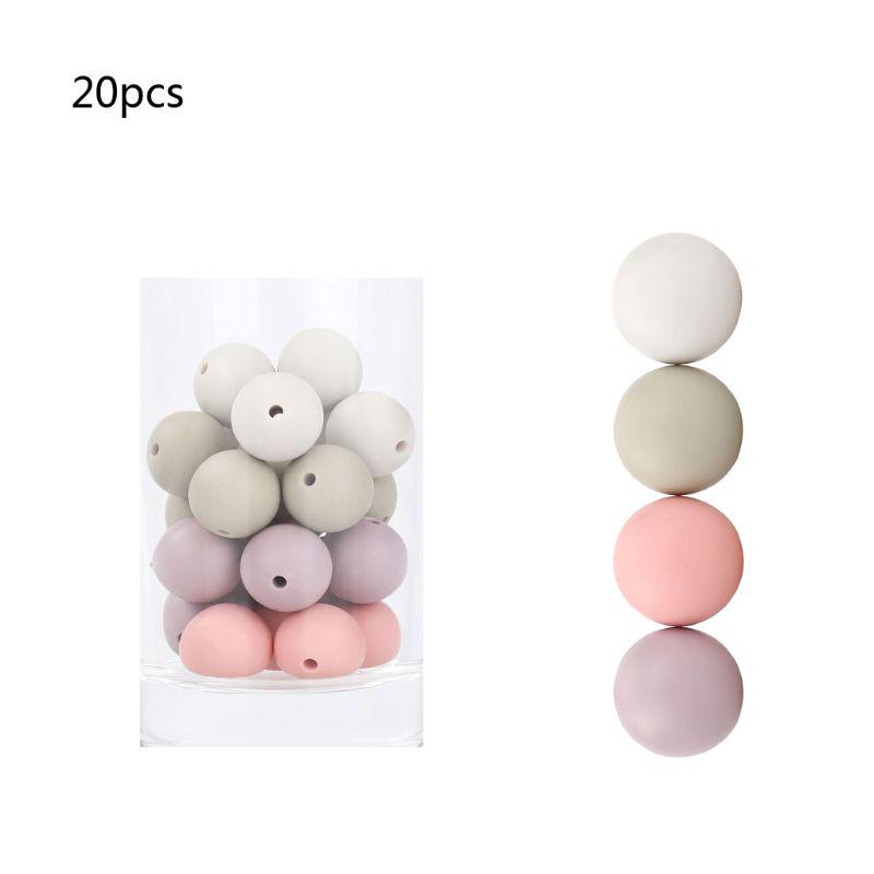 15mm 20pcs Silicone Beads Baby Teething Beads DIY Chewable Teether for Infant