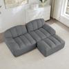 2-Seater L-Shaped Modular Boneless Sofa, Shell Shape, Deep Seat Cushions with 1 Ottoman, Sofa for Living Room, No Assembly Required, Gray