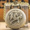 Küçük Vintage Bronz Steampunk At Oymalı Trompet Kuvars Cep Saati Kolye Ucu Saat Zinciri Erkek Kadın Zincir Hediye
