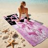 1PC Custom Name Pink Bow Elegance Beach Towel Highly Absorbent And Sand-Resistant Towel for Swimming, Pool, Yoga, And Travel Lightweight