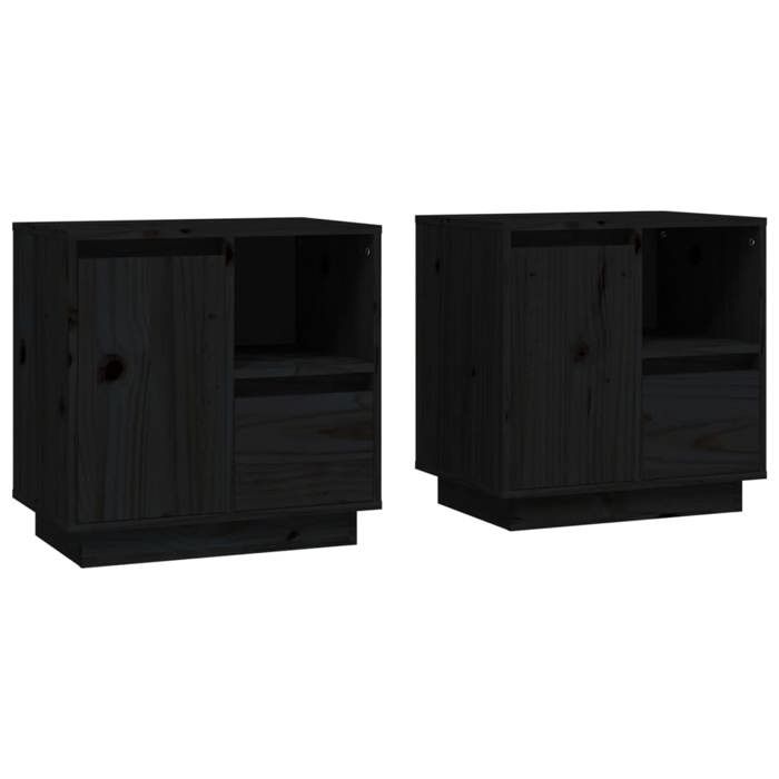 Maison Exclusive - Tables de chevet 2 pcs Noir 50x34x50 cm Bois de pin massif