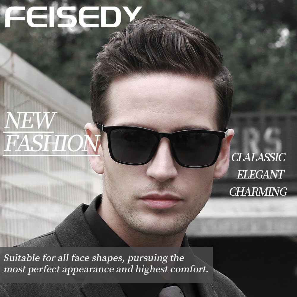UV B1301 [FEISEDY] Sunglasses, Polarized, TAC, Stylish, Popular, Driving, Fishing, Driving, UV400, Protection, 20g, Fashionable, Unisex,