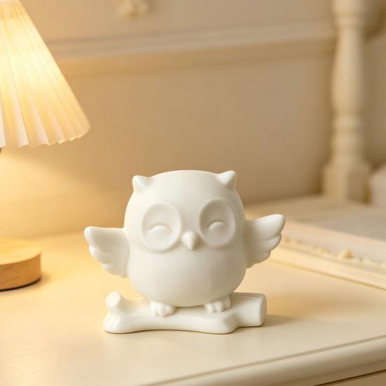 3D Printed Owl Figurine Cute Owl on Tree Branch Statue Mini Forest Animal Ornament for Home Office Table Desk Mantle TV Stand Bookshelf Decor