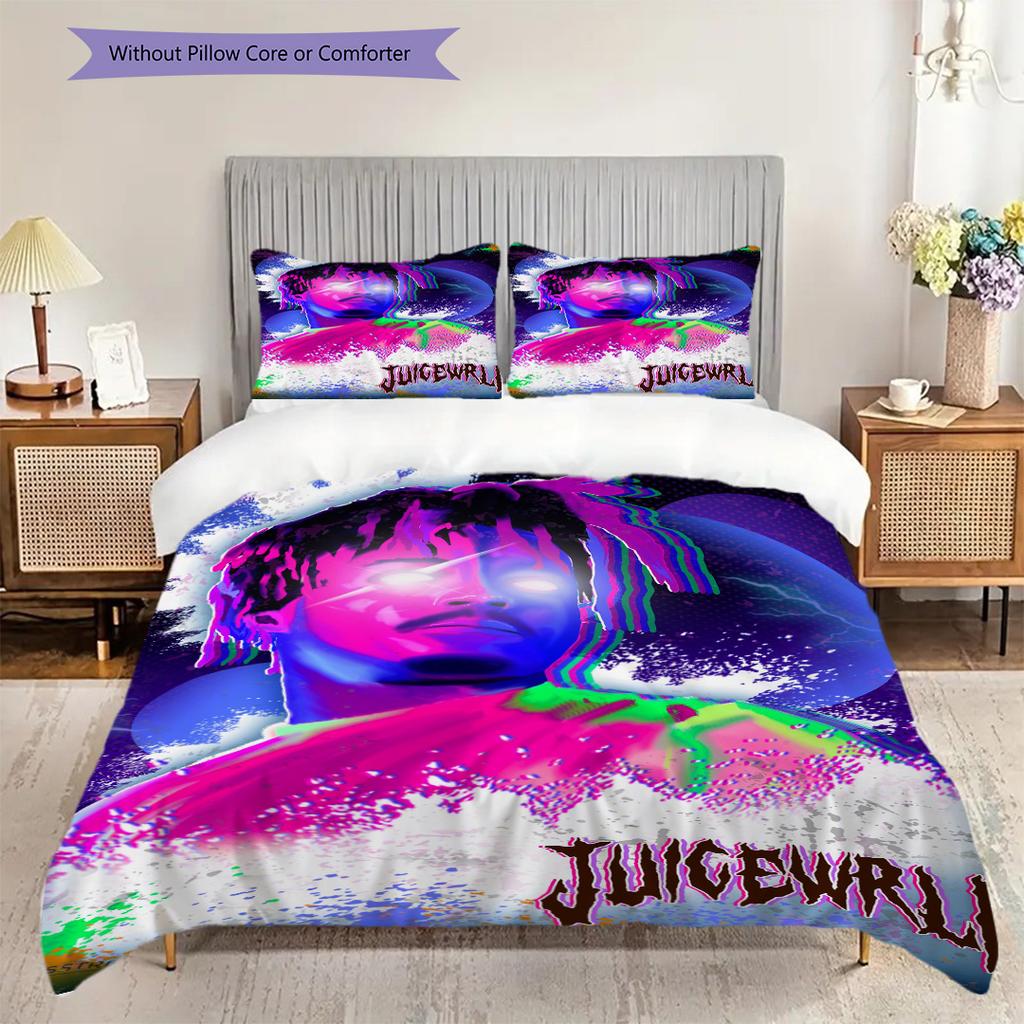 Juice Wrlds Neon Legacy Three-piece set (1 * duvet cover + 2 * pillowcase, without core) 2D Flat Bedding set Christmas birthday gift