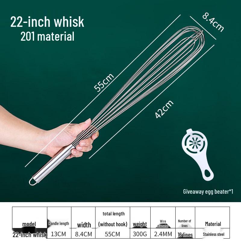 

Ruhan Manual Stainless Steel Egg Whisk Set, 22-Inch (4-Pack)
