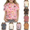 Kids Animal Print Short Sleeve T Shirt Casual Loose Fit Crew Neck Top for Boys and Girls Soft Comfortable Fabric