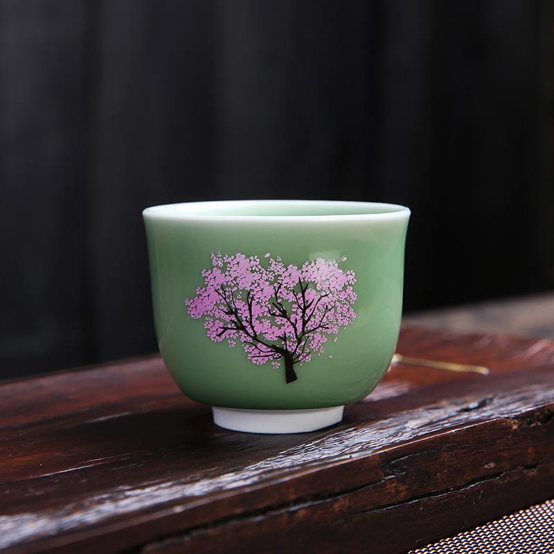 NEW TikTok Same Style -Changing Camellia Kung Fu Tea Set Tasting Glaze Color Ge Kiln Master Cup Female Factory Wholesal