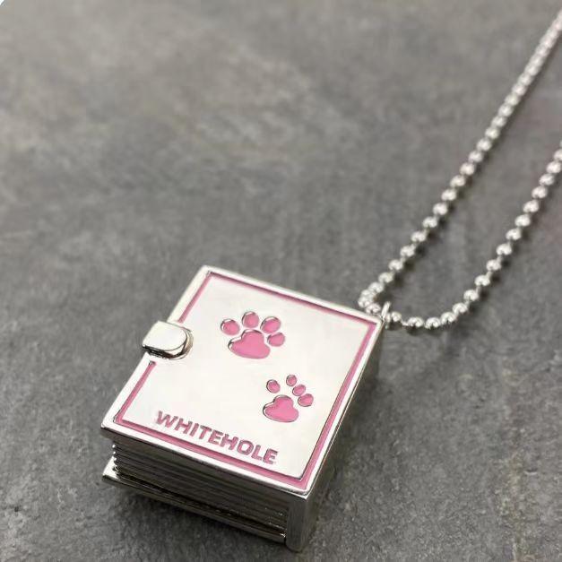 Cute Dog Alloy Pendant Necklace Open Box Design Geometric Decoration Women Men