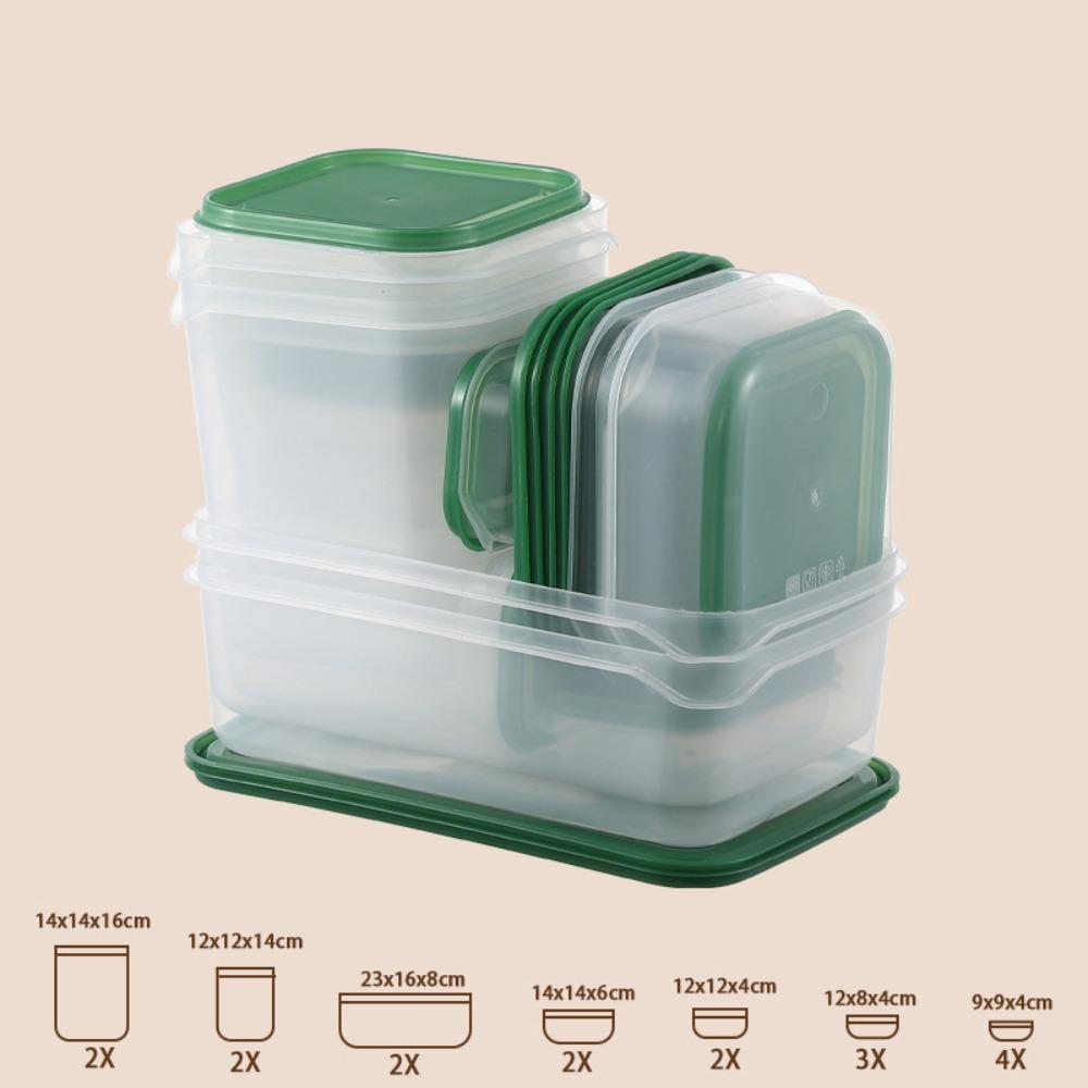 

17Pcs/Set Plastic Fresh Keeping Box with Lid Airtight Container Meal Prep Container Dishwasher темно-зеленого