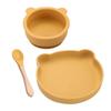 Little Bear Children's Silicone Tableware Set: Anti-Fall Bowl, Plate, and Spoon