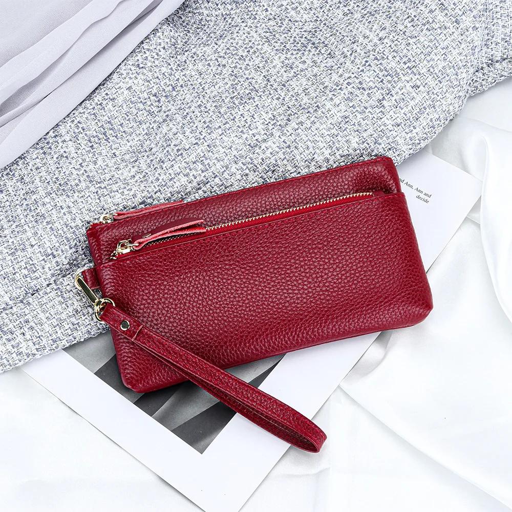 Womens Leather Clutch Bag Portable Storage Bag Casual Purse with Zipper Wristlet Wallets for Women Large Capacity Cell Phone Bag