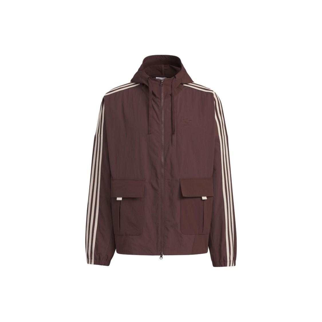 

adidas Colorblock Loose-Fit Hooded Jacket for Men, Dark Grey/Brown XL