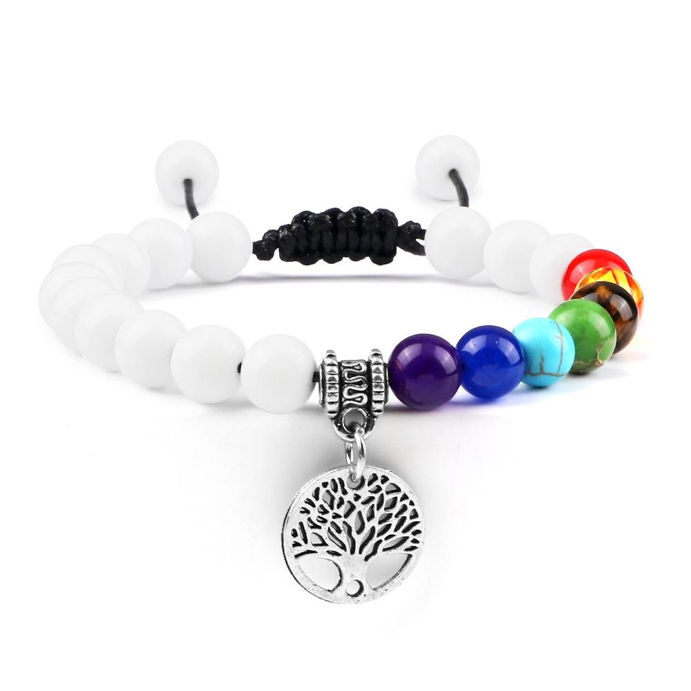 Tree of Life Pendant Woven Bracelet with Tiger Eye Matte Stone Beads - European & American Fashion