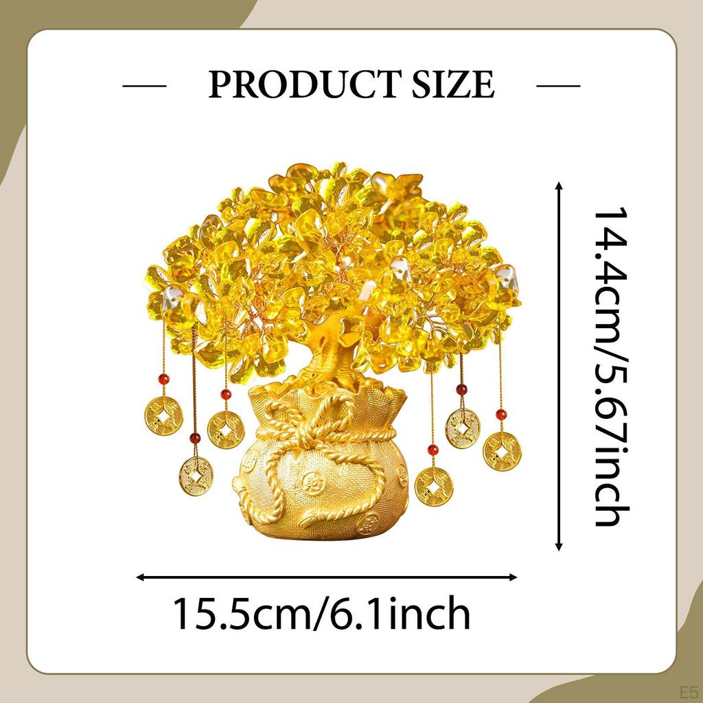 Citrine Money Tree Artificial Decorative Chinese Table Centerpiece Decoration Bonsai for Home