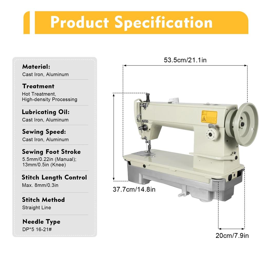 Industrial Automatic Sewing Machine, SM 6-9 Portable Leather Upholstery Walking Foot Sewing Machine,for Jeans,Tents, and Leather