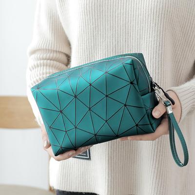 Damen-Reise-Kosmetiktasche, multifunktionale geometrische Kosmetiktasche, PU-Leder, wasserdicht, tragbar, Aufbewahrungstasche für Toilettenartikel, Kosmetiktasche