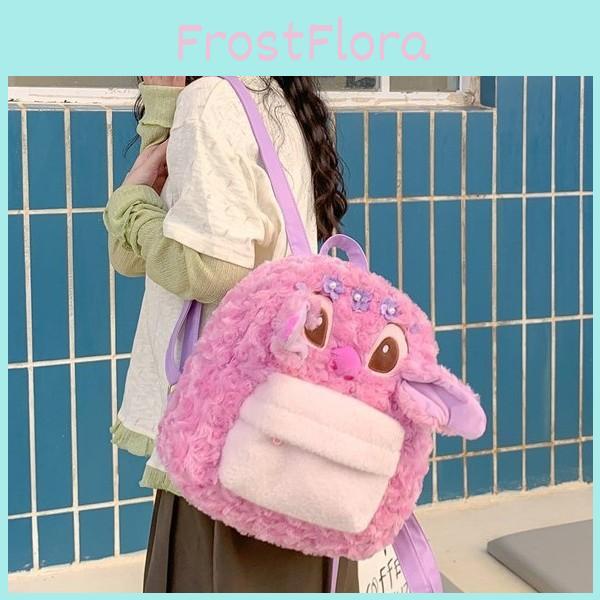 Cute Cartoon Pink Angel Plush Backpack For Girls Daily Use