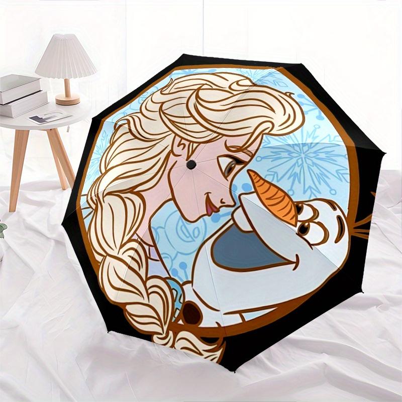 1pc Elsa and Olaf s Heartwarming Adventure Frozen Automatic 3-Fold Umbrella Design, Cute Cartoon Pattern, Portable Outdoor Umbrella, Perfect