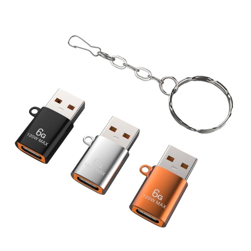 USB till USB C-adapter Typ C hona till USB A hane Omvandlare för Klocka, Telefon, Smartphone 120W Laddning 6Gbps Dataöverföring