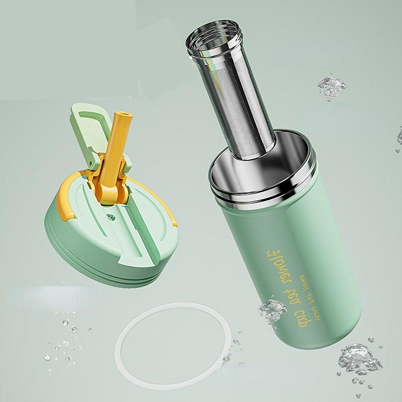 Multifunktionell Bärbar Termosmugg 430ml Vakuumflaskor Bärbar Termosmugg i Rostfritt Stål Vattenflaska Rese-Temugg Kontors-Termosmugg