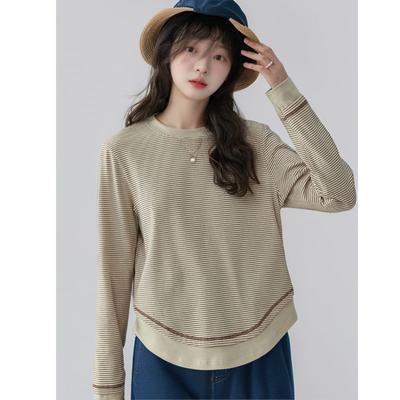 New Spring Striped Top Slim Long Sleeve T-Shirt Women's Design Top