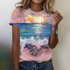 Fashion Turtle 3D Printed Summer T-shirt for Women's Outdoor Clothing Harajuku Casual Short Sleeved T-shirt for Women Round Neck T-shirt Top