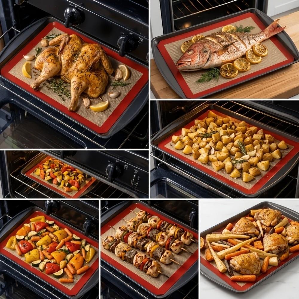 Heat Resistant Silicone Baking Mat Leak-proof Snap Lock Non-Stick Baking Tray Reusable Thickened Breadboard Liner Home Baking